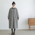チェック柄 ギャザー ロングワンピース