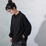 S～4XL ポロ襟 長袖トップス