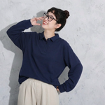 S～4XL ポロ襟 長袖トップス
