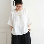 S～4XL 無地 プルオーバー 五分袖 ラウンドネック Tシャツ