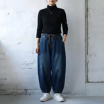 無地 ドローコード付き ジーンズ