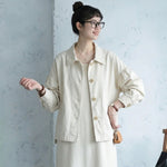 コットン M～4XL ボタン 無地 長袖 ジャケット