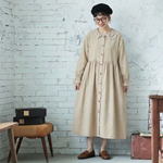 L～4XL フリル袖 長袖 無地 レトロ ワンピース