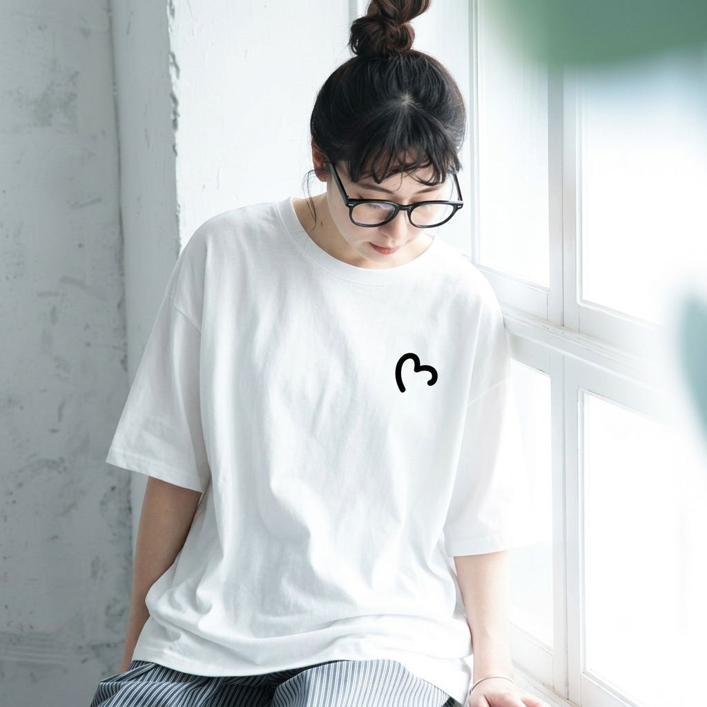 コットン ラウンドネック 半袖 プリント Tシャツ