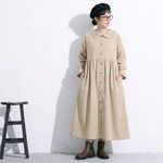 L～4XL フリル袖 長袖 無地 レトロ ワンピース