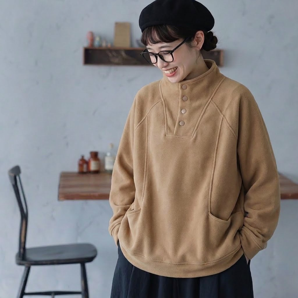 M～5XL フリーサイズ ハイネック ハーフボタン ポケット付き 長袖パーカー