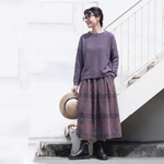 チェック柄 ウエストゴム Ａライン ミディ丈 スカート
