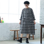 チェック柄 オーバーシルエット ミディ丈 ワンピース