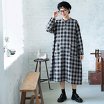 チェック柄 オーバーシルエット ミディ丈 ワンピース