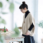 大きいサイズ対応｜Vネック ゆったりニットベスト