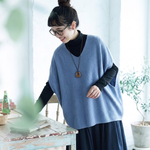 大きいサイズ対応｜Vネック ゆったりニットベスト