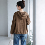 コットン XL～5XL 無地 ボタン フード付き 長袖 シャツ