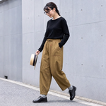 M‑2XL ウエストゴム ガウチョパンツ