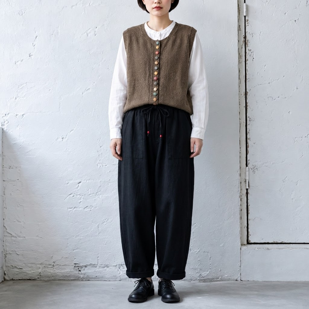 M‑2XL ウエストゴム ガウチョパンツ