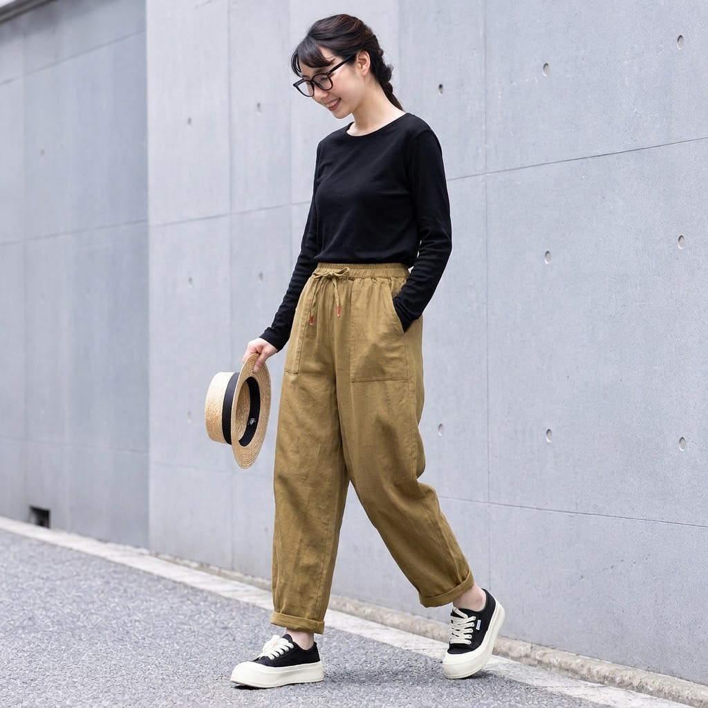 M‑2XL ウエストゴム ガウチョパンツ
