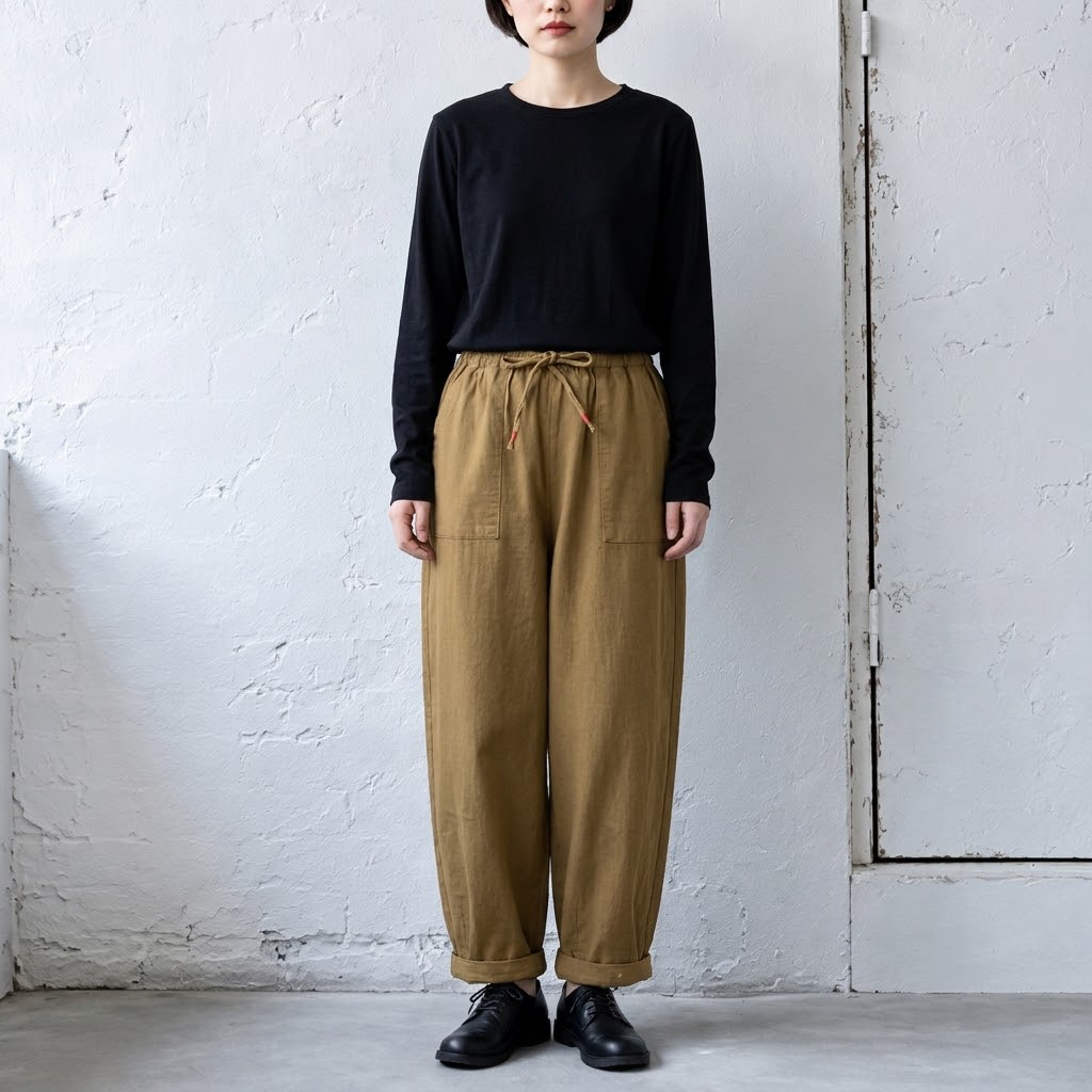 M‑2XL ウエストゴム ガウチョパンツ