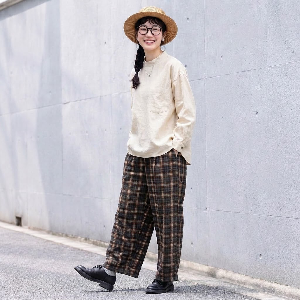 M～5XL ポケット付き チェック柄 パンツ