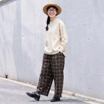 M～5XL ポケット付き チェック柄 パンツ
