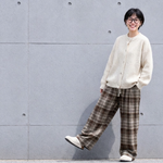 チェック柄 ストレートワイドパンツ 通常・裏起毛