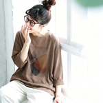 アートプリント クルーネック長袖Tシャツ