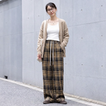 チェック柄 ストレートワイドパンツ 通常・裏起毛