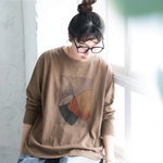 アートプリント クルーネック長袖Tシャツ