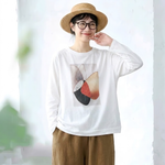 アートプリント クルーネック長袖Tシャツ