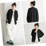 綿麻 2WAY バンドカラー長袖シャツ