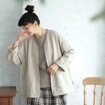 M～4XL ドロップショルダー 長袖 無地 配色 ジャケット
