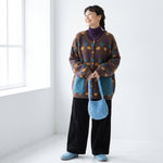 S～5XL ボタン ドット柄 ポケット付き 長袖 カーディガン