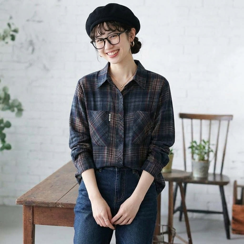 L～5XL チェック柄 オーバーサイズシャツ