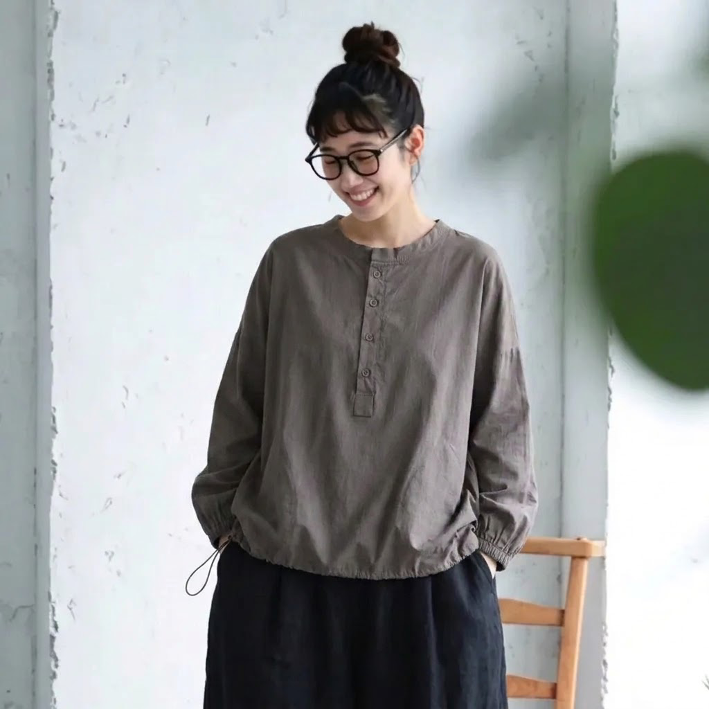 ドロップショルダー ロングスリーブ シャツ