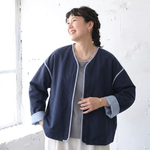 M～4XL ドロップショルダー 長袖 無地 配色 ジャケット