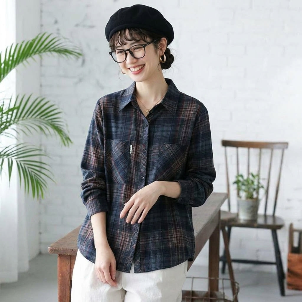 L～5XL チェック柄 オーバーサイズシャツ