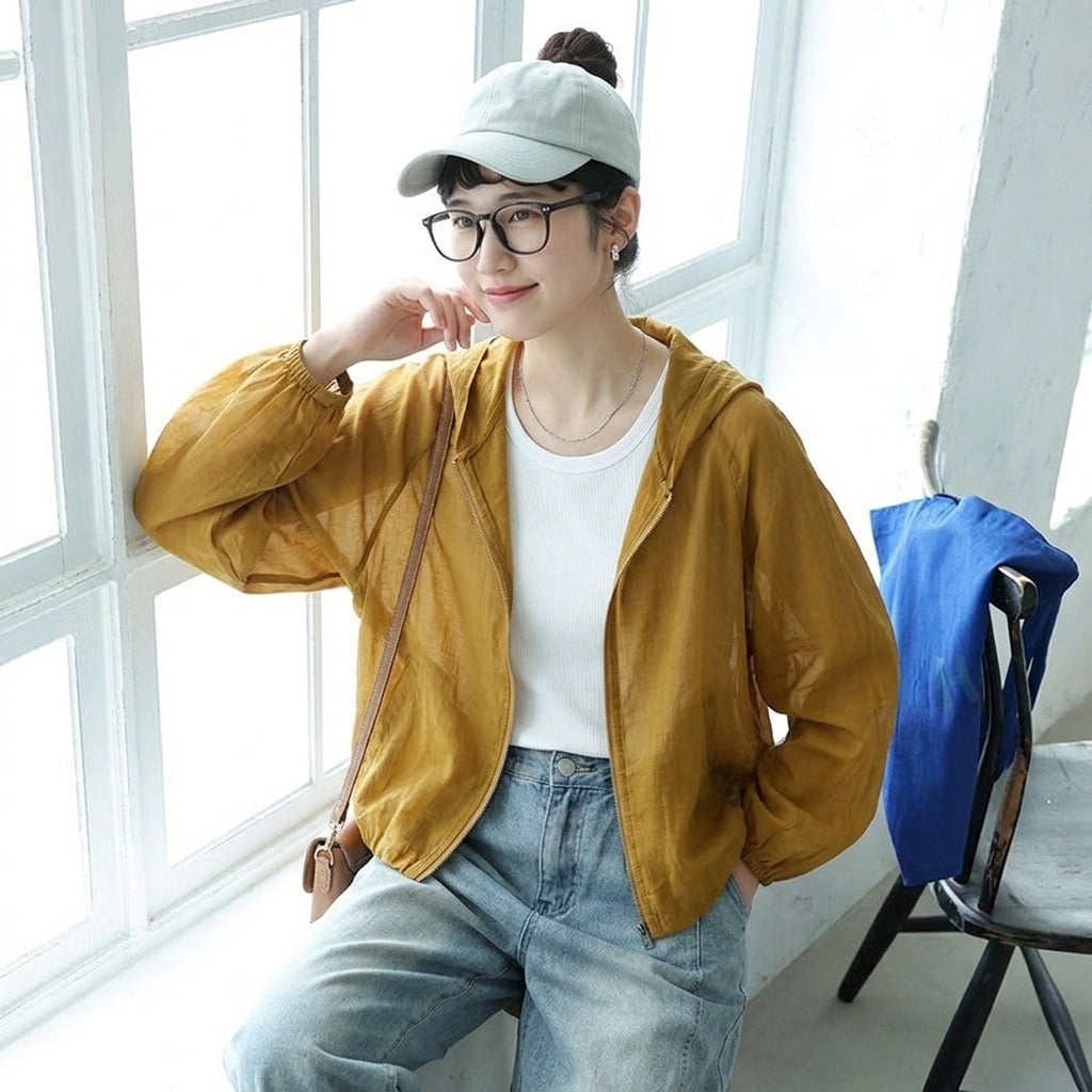 無地 フード付き 長袖 日焼け止め服