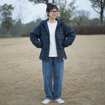 チェック柄 フード付き長袖ジャケット