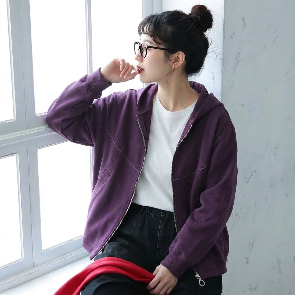 L～5XL フード付き 前開きポケット付き ゆったりシルエット 長袖ジャケット