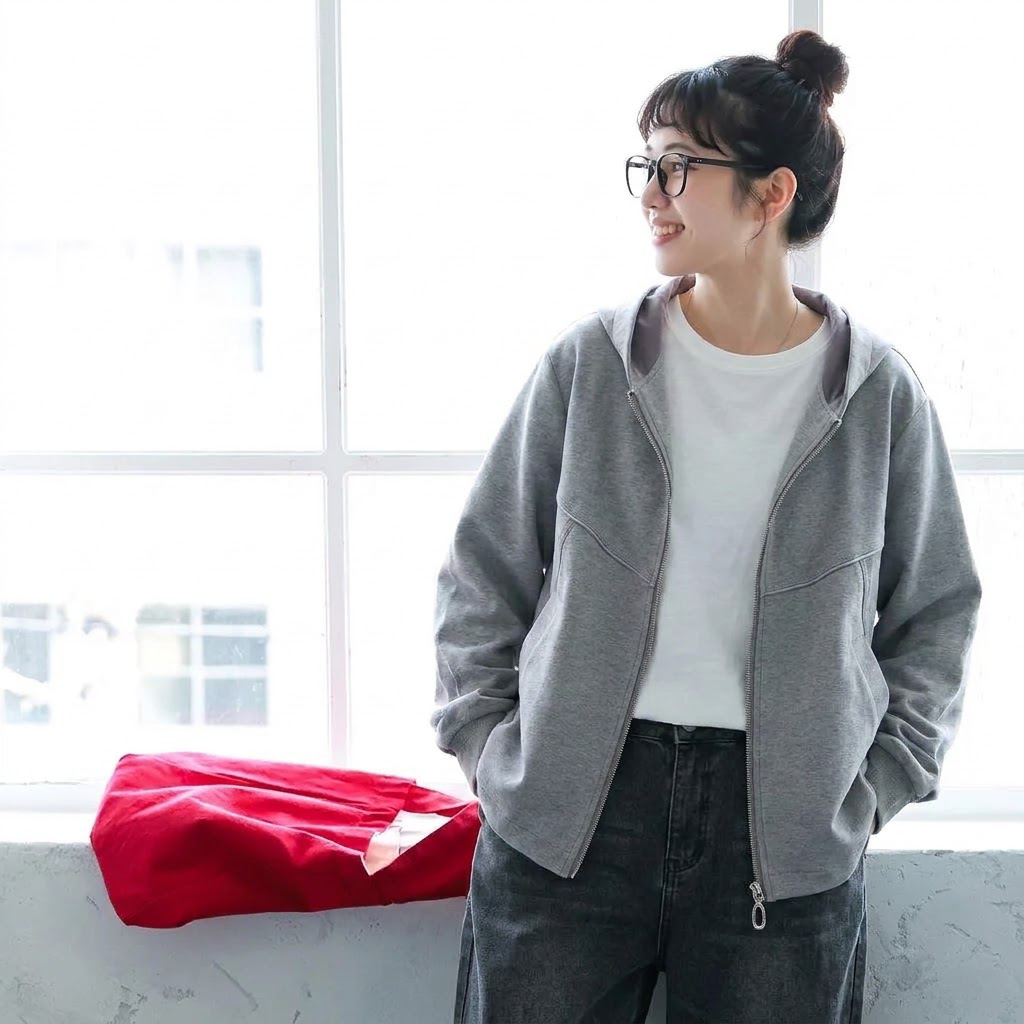 L～5XL フード付き 前開きポケット付き ゆったりシルエット 長袖ジャケット