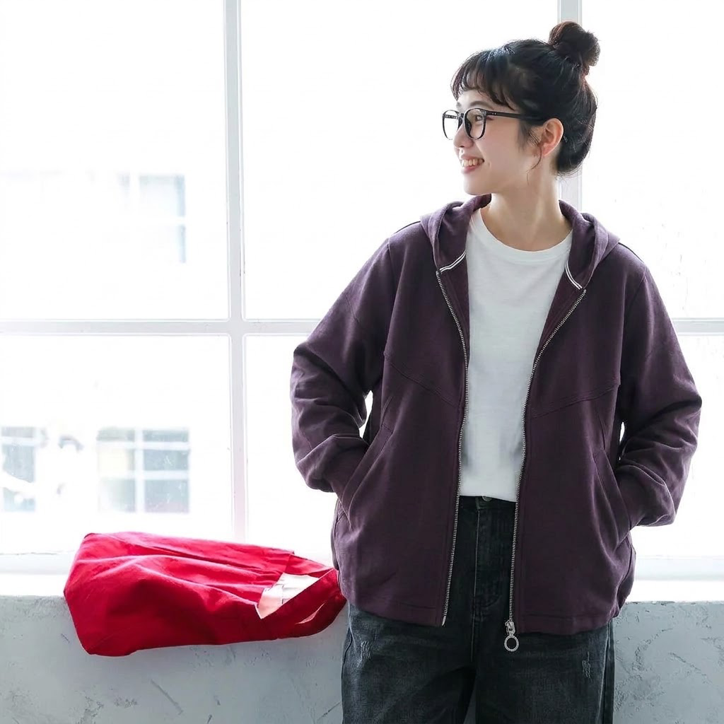 L～5XL フード付き 前開きポケット付き ゆったりシルエット 長袖ジャケット