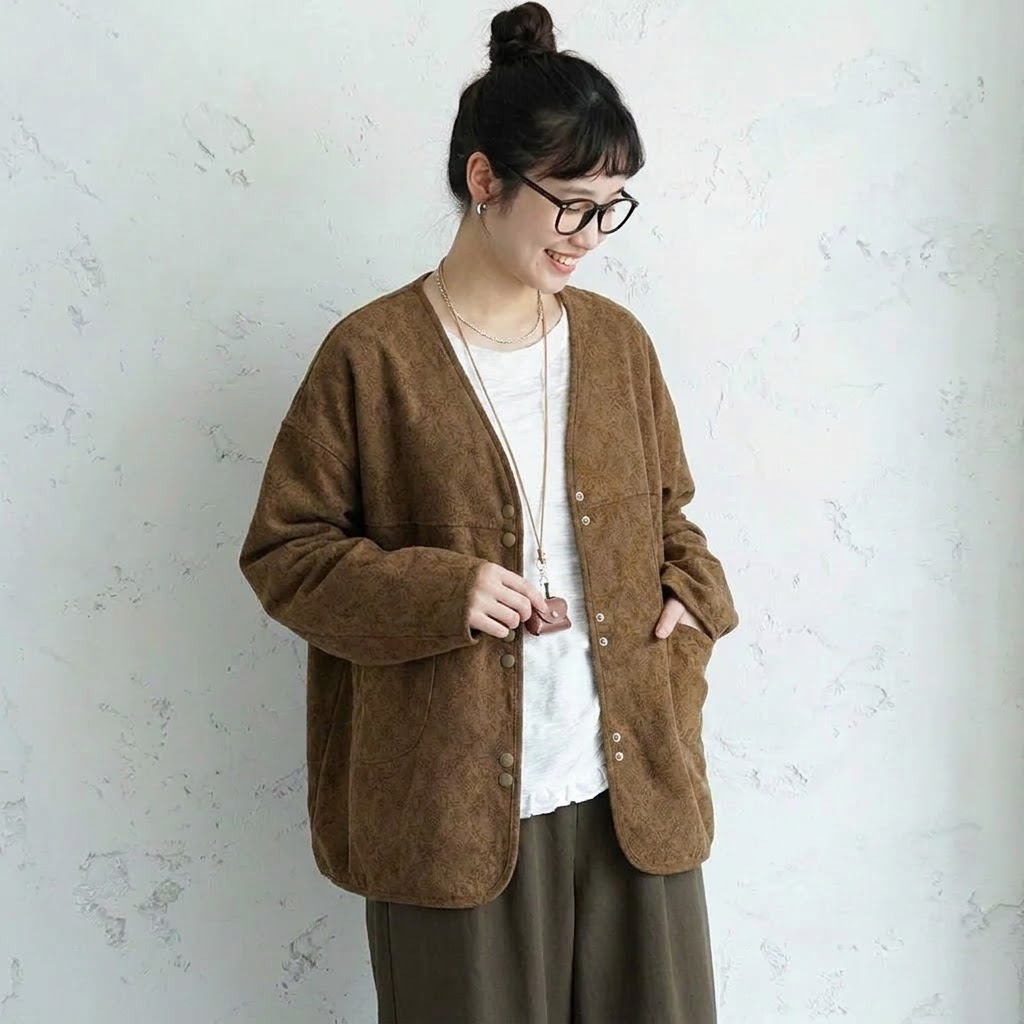 M～4XL 花柄 総柄 長袖 カーディガン