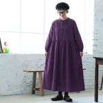 レトロ ハーフオープン ロングワンピース