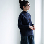 L～5XL モックネック バックボタン ルーズ レトロ 長袖 Ｔシャツ