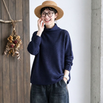 7色展開｜シャーリングネック ゆったり長袖ニット