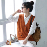 花模様 無地 ノースリーブ 刺繍 ボタン ベスト