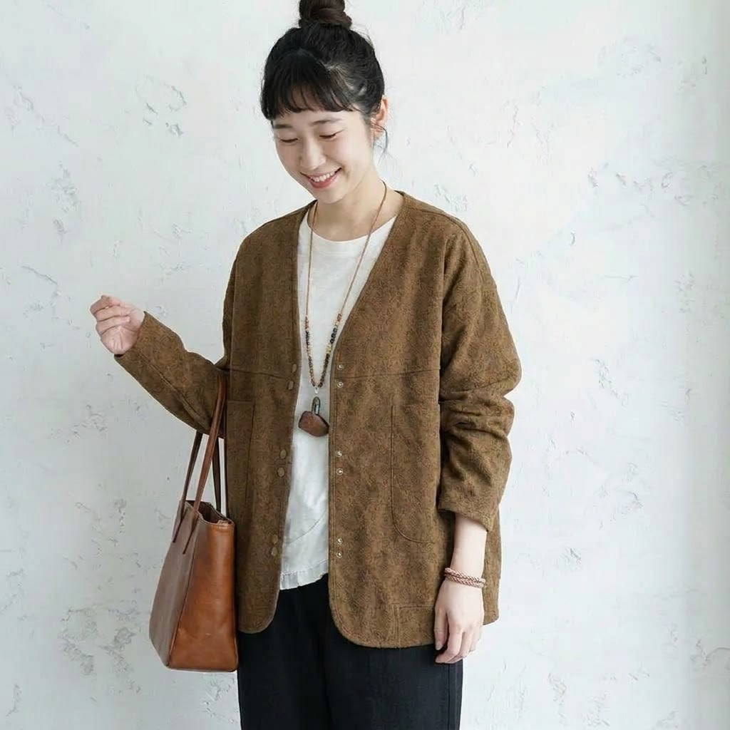 M～4XL 花柄 総柄 長袖 カーディガン
