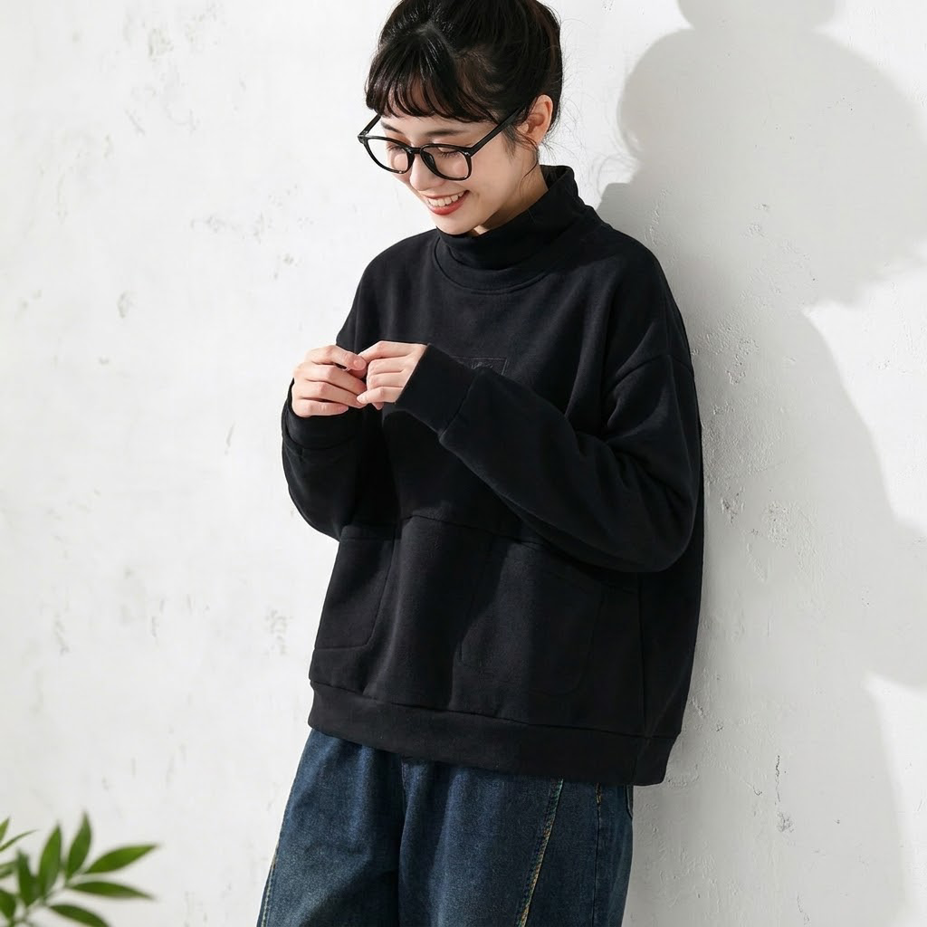 3色展開｜ハイネック ポケット付きプルオーバー