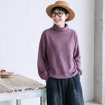 7色展開｜シャーリングネック ゆったり長袖ニット