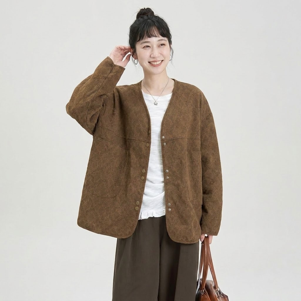 M～4XL 花柄 総柄 長袖 カーディガン