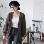 L～4XL 定番 無地 長袖 ボタン カーディガン