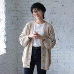 L～4XL 定番 無地 長袖 ボタン カーディガン